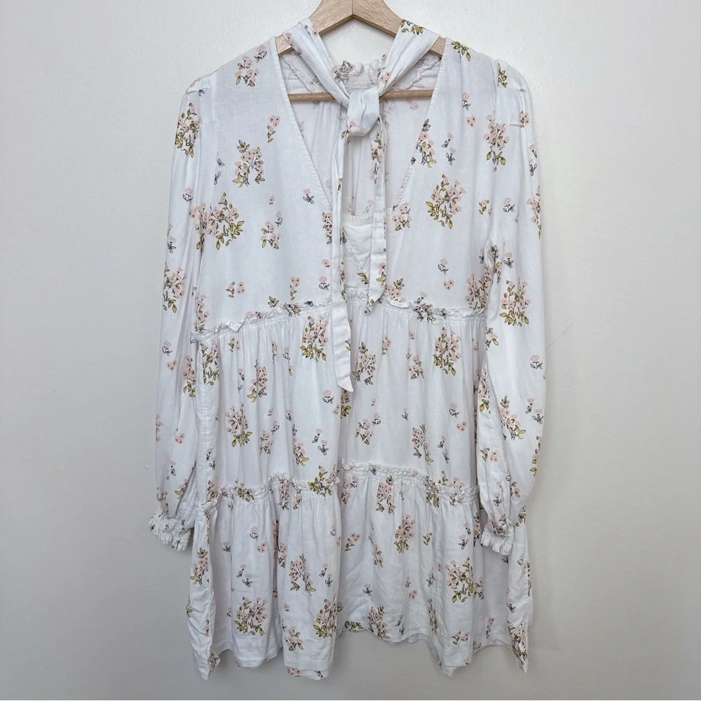 Free People Womens Small Four Mini Dress Floral Long Sleeve - Picture 13 of 13